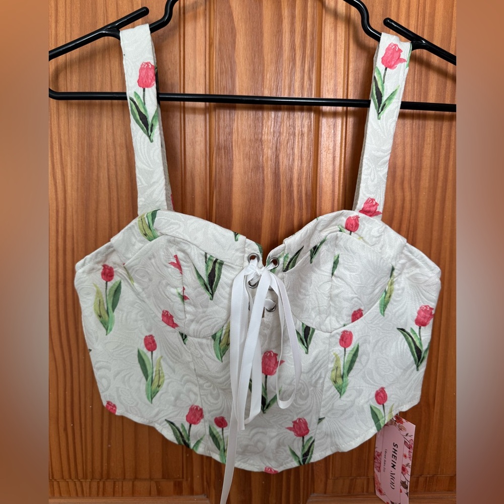 Floral White and Pink Women's Top